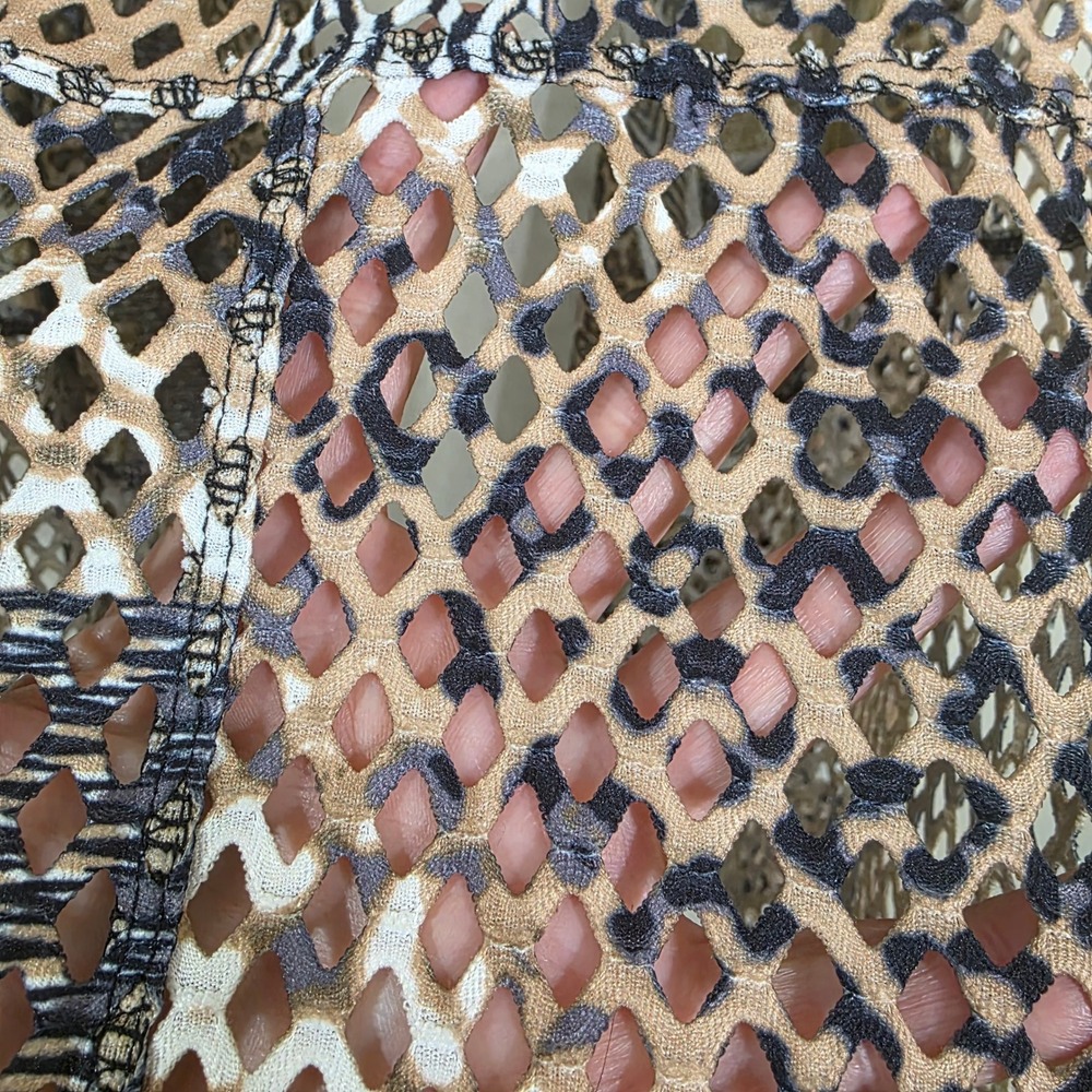Multiples Womens Vest Animal Print Mesh Draped Open Front Sleeveless Brown Sz M - Picture 9 of 13